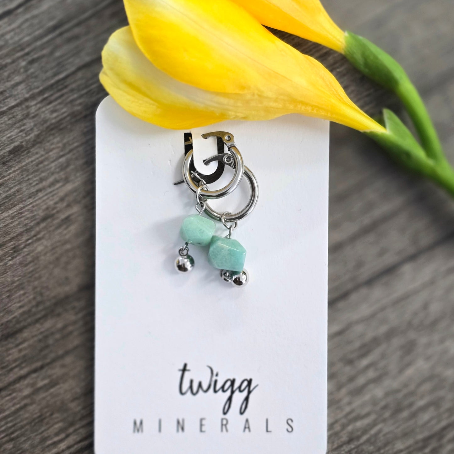 Aquamarine mineral Hoops | Silver
