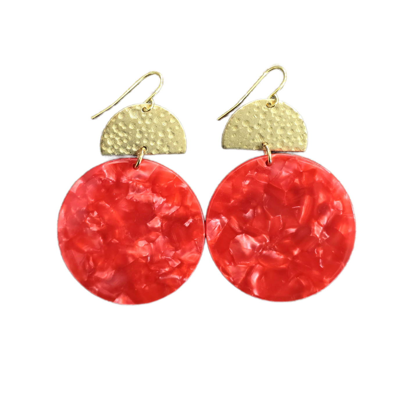 Fluoro Red Disk Earrings