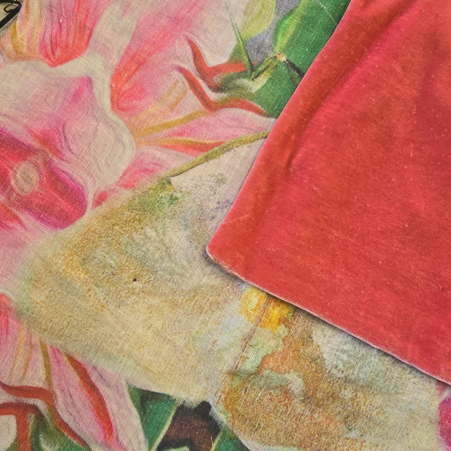 Floral Green Moth Cushion Cover