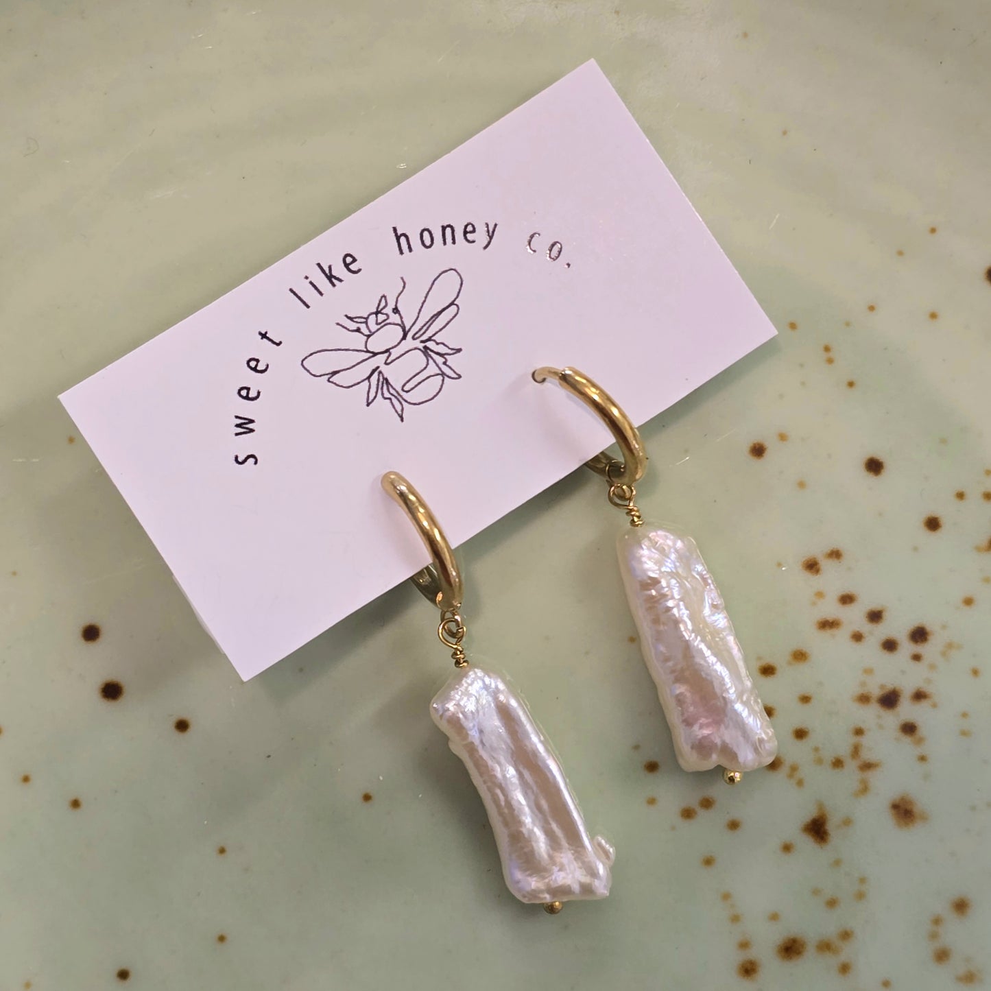 White Long Pearl Earrings | Gold