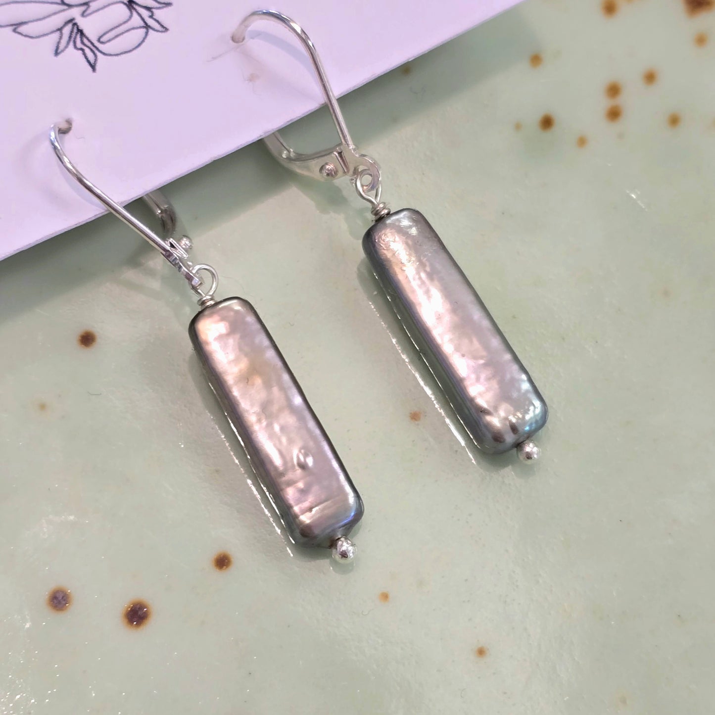 Purple Pearl Earrings | Silver