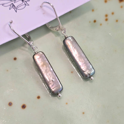 Purple Pearl Earrings | Silver