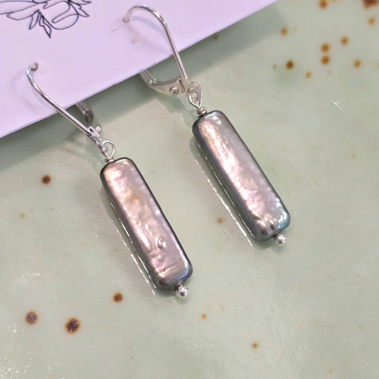 Purple Pearl Earrings | Silver