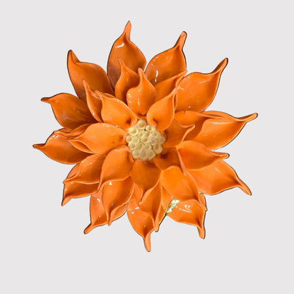 Dahlias Ceramic Wall Flower | Orange