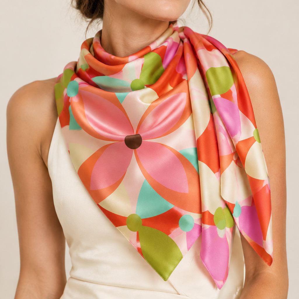 Multi Flock of Flora Silk Scarf