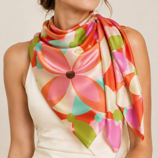 Multi Flock of Flora Silk Scarf