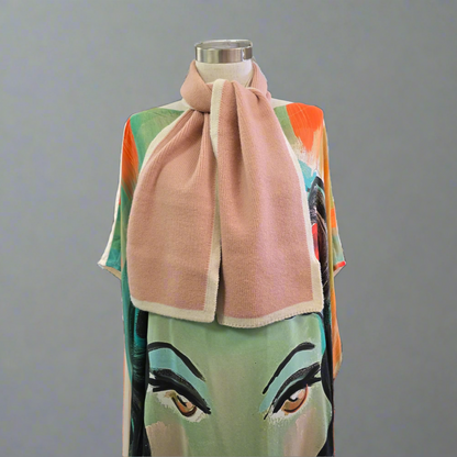 Pink + Oat Trim Scarf