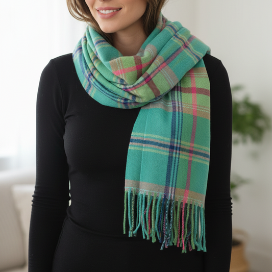 Matcha Plaid Tartan Scarf