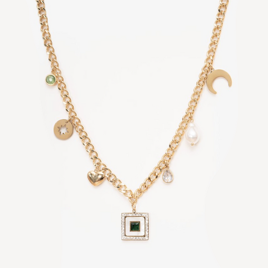 Heart + Pearl Charm Necklace