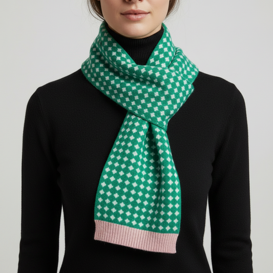 Diamond Check Scarf | Green