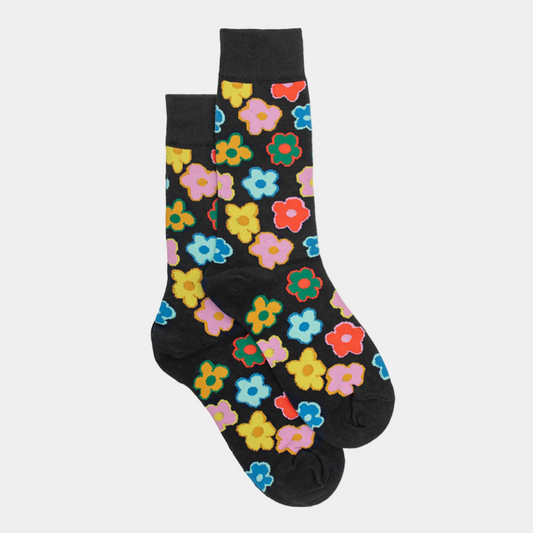 Retro Black Flower Socks