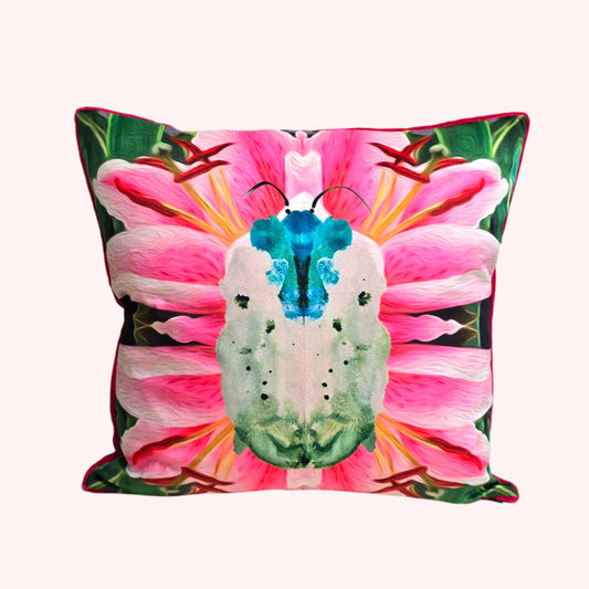 Floral Blue Bug | Velvet Cushion