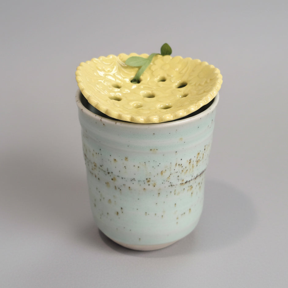 Ceramic Flower Frog  | Yellow