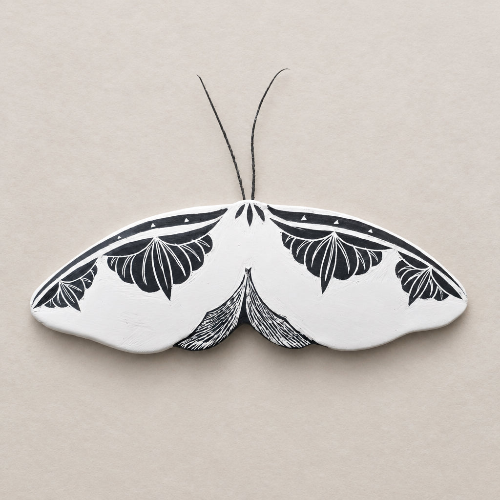 Ceramic White Moth Wall Art | Large 3
