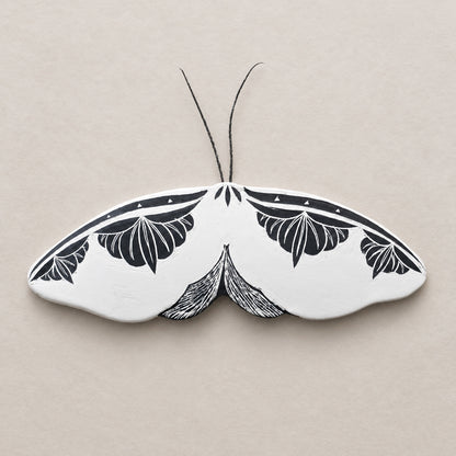 Ceramic White Moth Wall Art | Large 3