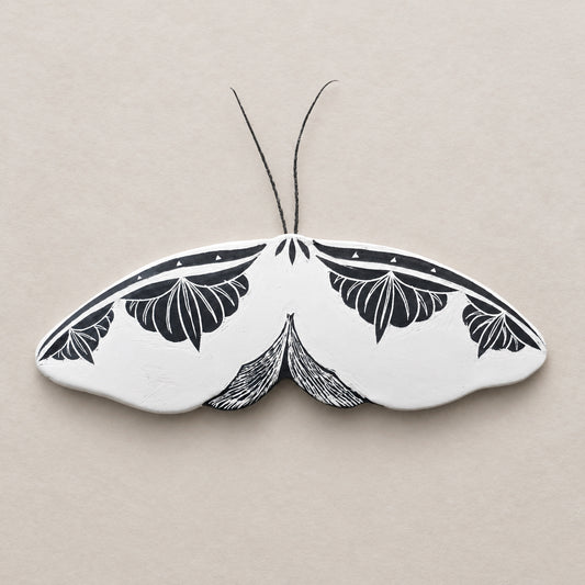 Ceramic White Moth Wall Art | Large 3