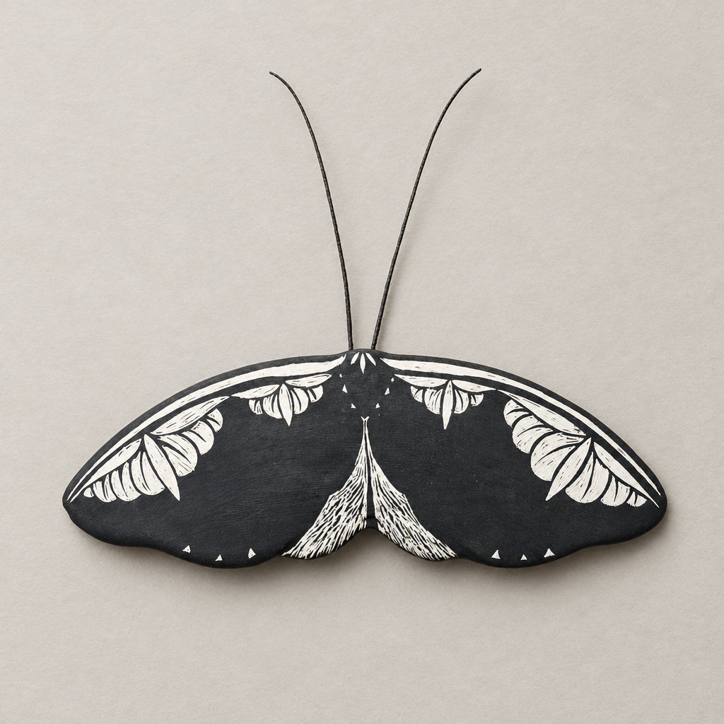 Ceramic Black Moth Wall Art | Large 4