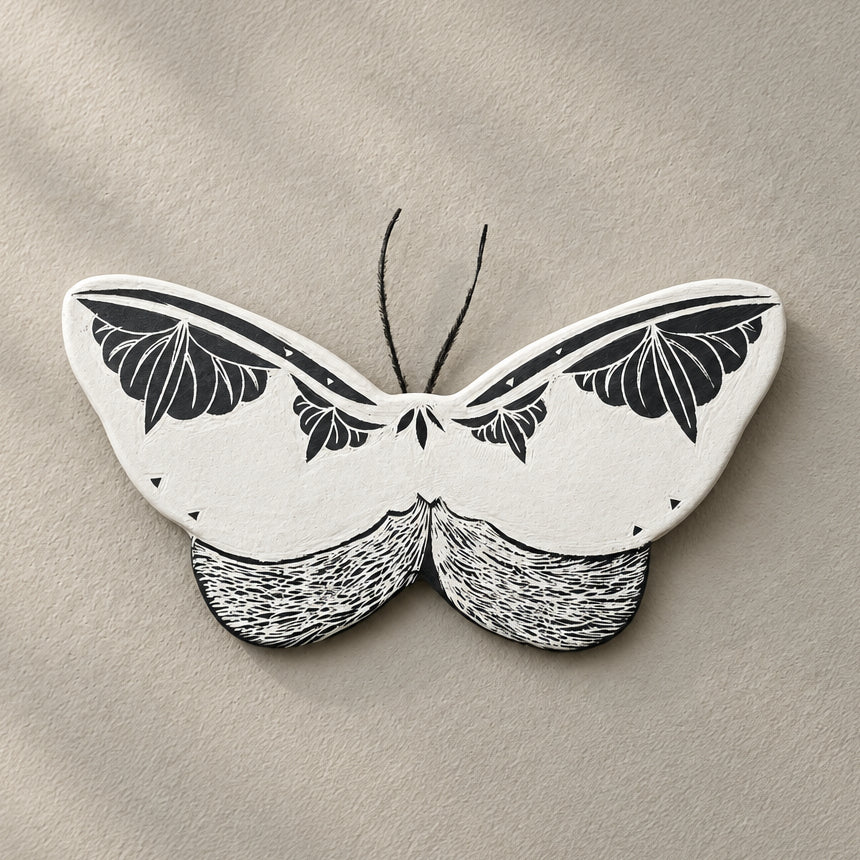 Ceramic White Moth Wall Art | Large 6