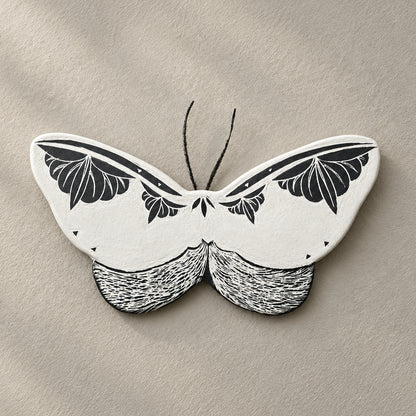 Ceramic White Moth Wall Art | Large 6