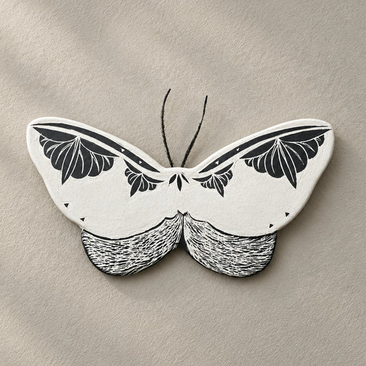 Ceramic White Moth Wall Art | Large 6
