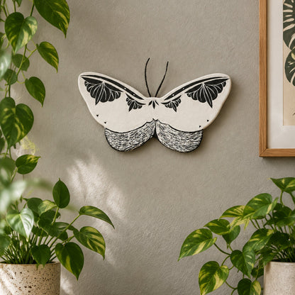 Ceramic White Moth Wall Art | Large 6