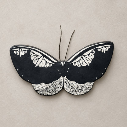 Ceramic Black Moth Wall Art | Large 5