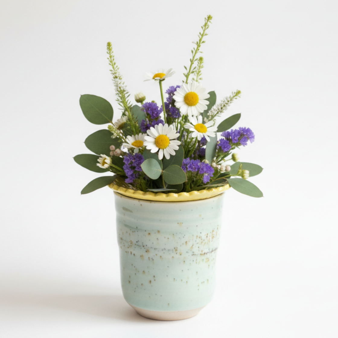 Ceramic Flower Frog  | Yellow