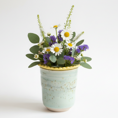 Ceramic Flower Frog  | Yellow