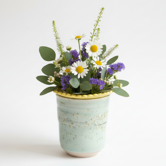 Ceramic Flower Frog  | Yellow