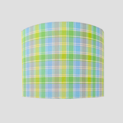 Green Check Silk Lampshade