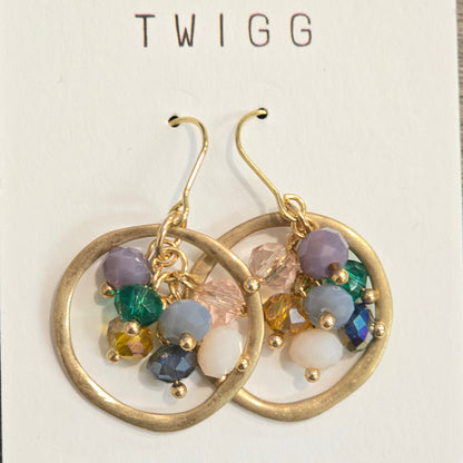 Circle Multi Bead Cluster Earrings