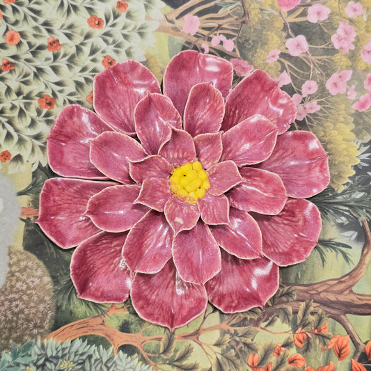 Dahlias Ceramic Wall Flower | Glazed Pink