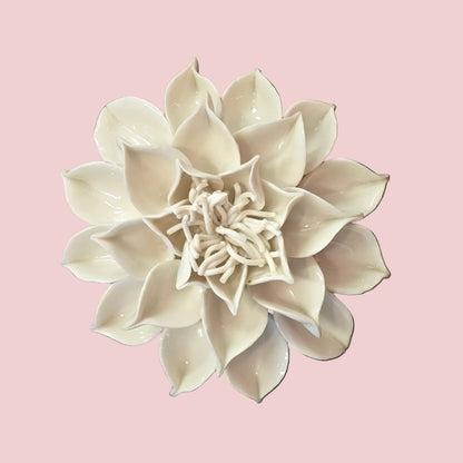 Dahlias Ceramic Wall Flower | White