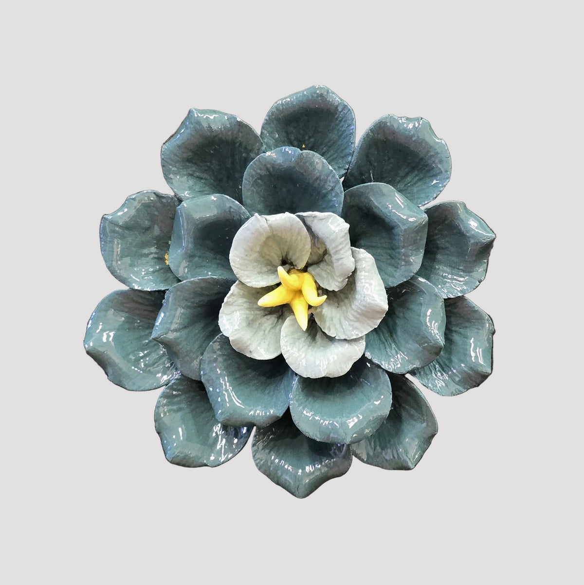 Dahlias Ceramic Wall Flower | Teal