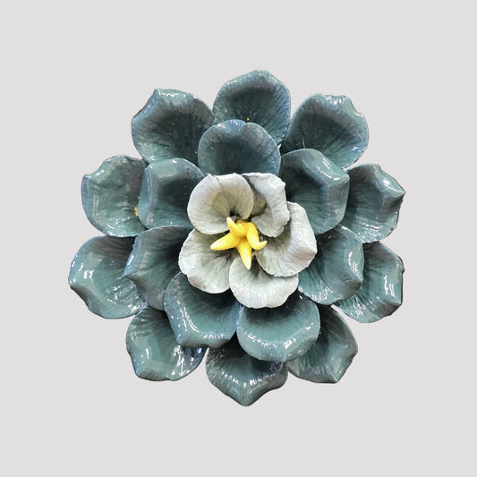 Dahlias Ceramic Wall Flower | Teal
