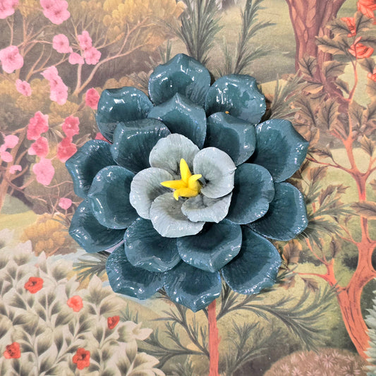 Dahlias Ceramic Wall Flower | Teal