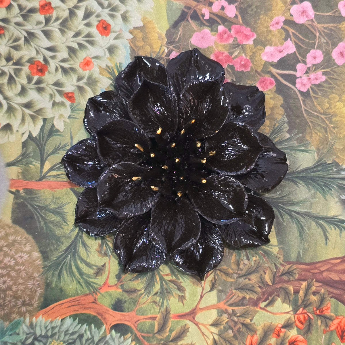 Dahlias Ceramic Wall Flower | Black