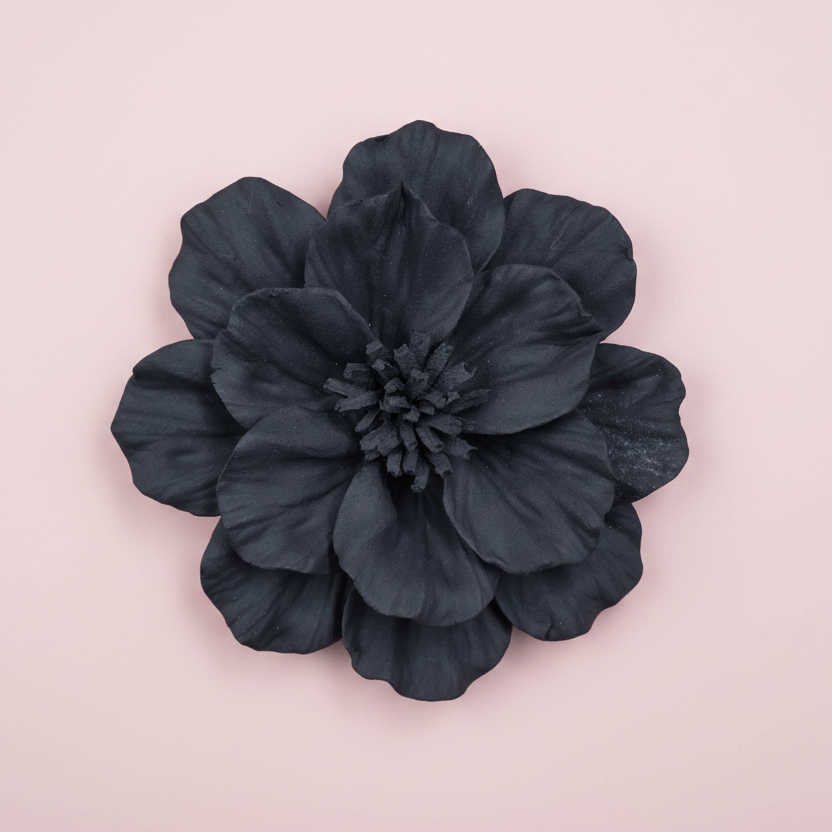 Dahlias Ceramic Wall Flower | Matt Black