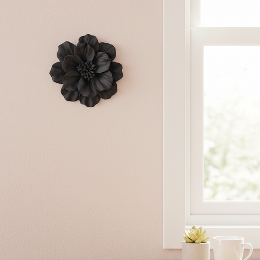 Dahlias Ceramic Wall Flower | Matt Black