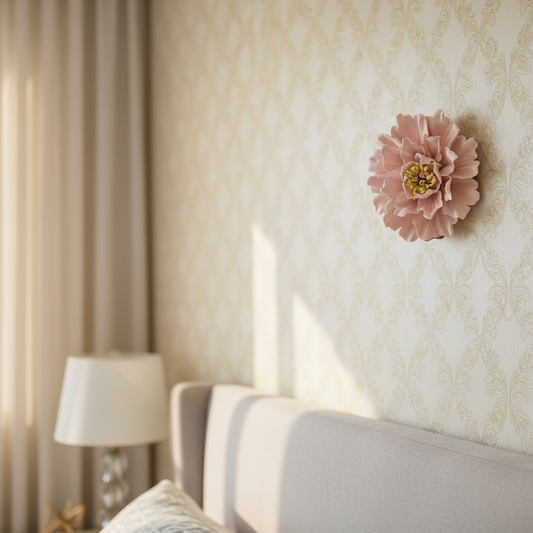 Dahlias Ceramic Wall Flower | Baby Pink