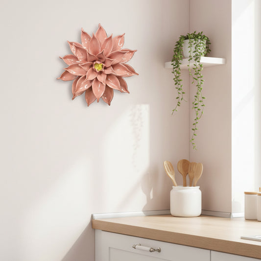 Dahlias Ceramic Wall Flower | Melon Pink