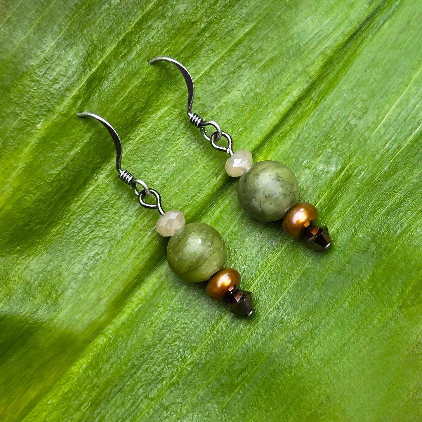 Nephite Jade + Pearl Earrings | Set 33