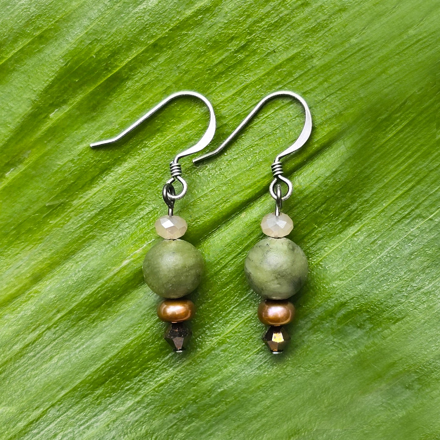 Nephite Jade + Pearl Earrings | Set 33