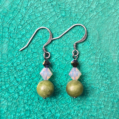 Nephrite Jade + Swarovski Earrings | Set 34
