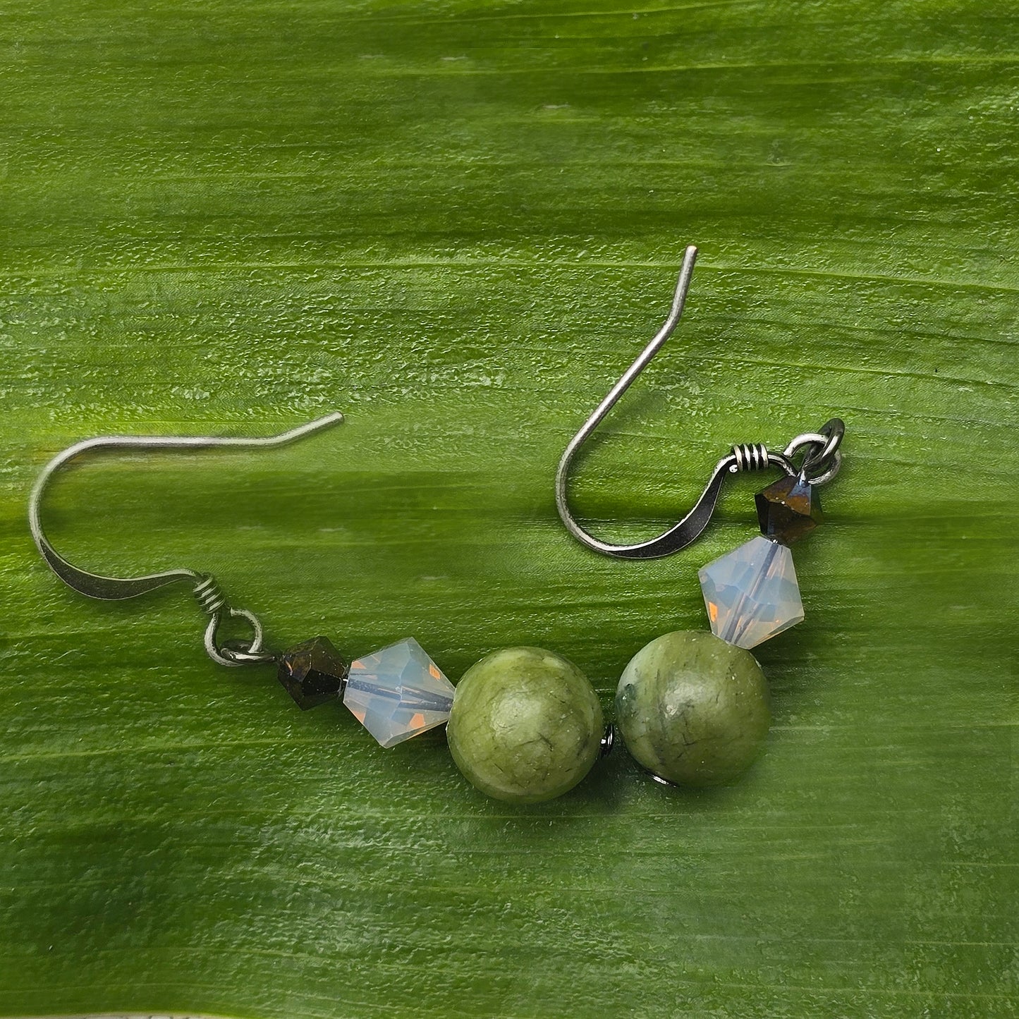 Nephrite Jade + Swarovski Earrings | Set 34