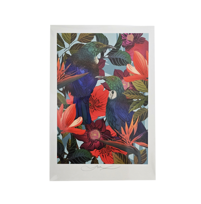 FLOX Tui in Bloom A4 Art Print