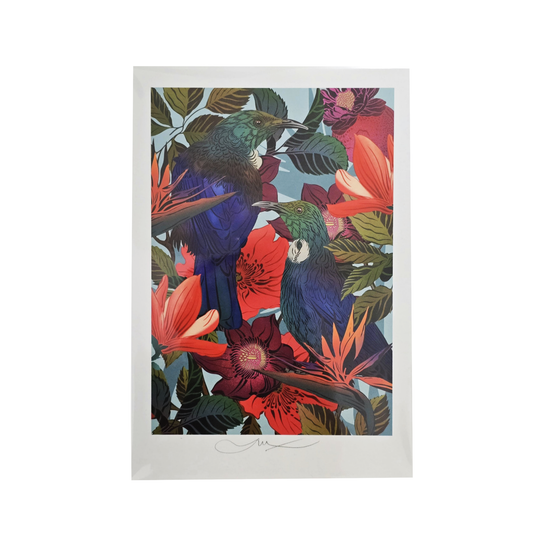 FLOX Tui in Bloom A4 Art Print