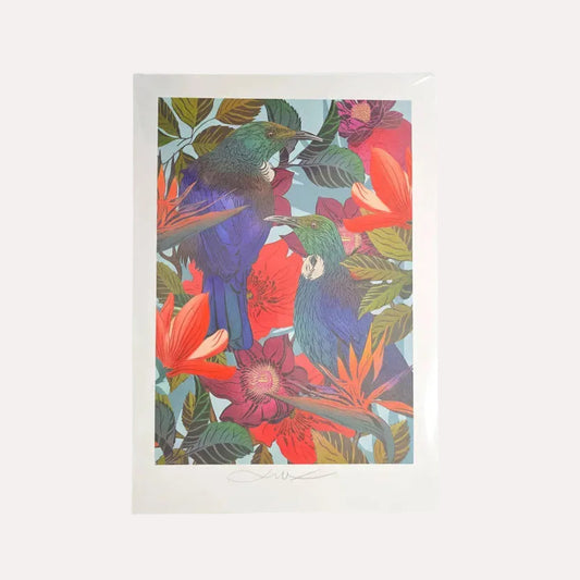 FLOX Tui in Bloom A4 Art Print