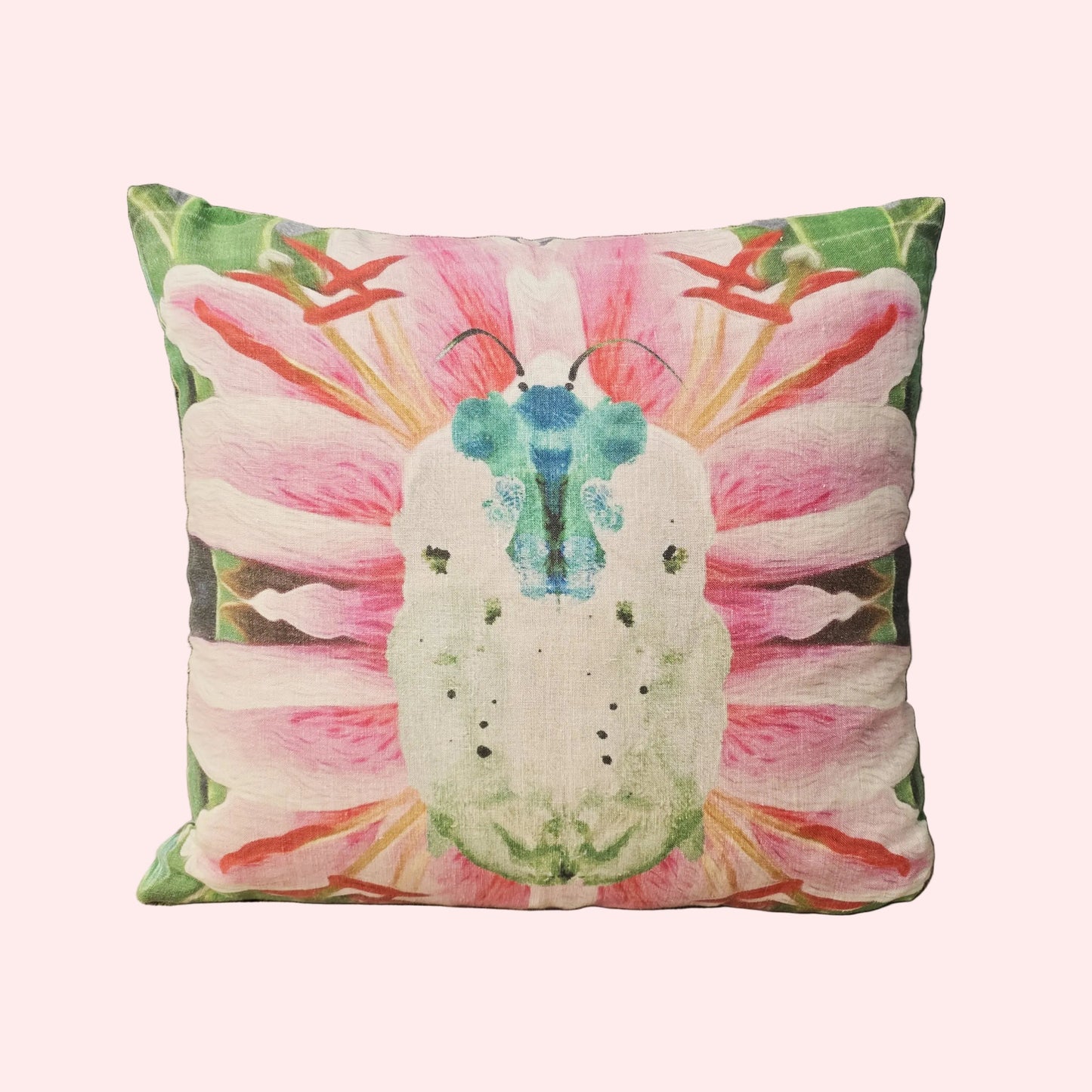 Floral Blue Bug Cushion Cover