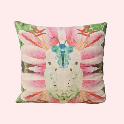 Floral Blue Bug Cushion Cover